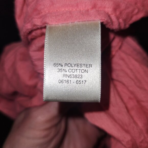 Christopher & Banks Pink Crinkle Textured Button-Up Blouse With 3/4 Sleeves S - Picture 6 of 7